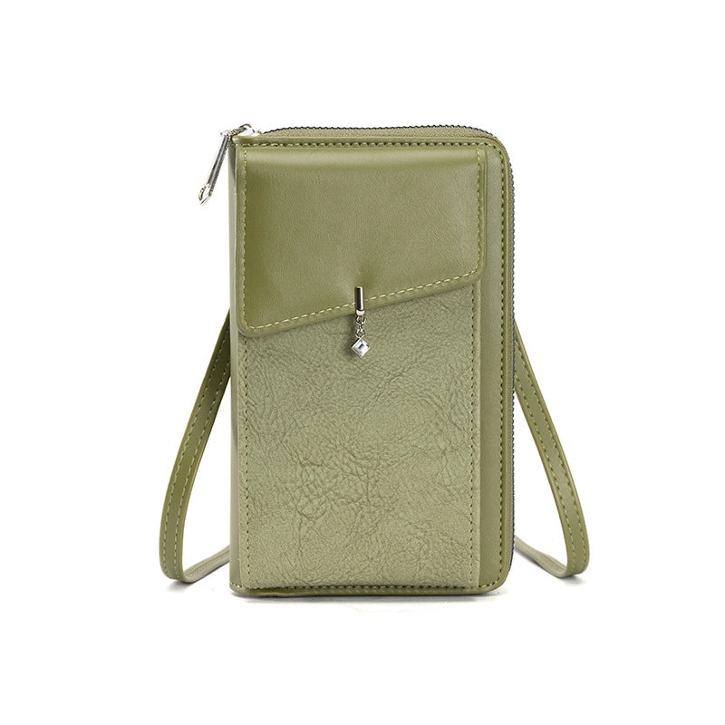 Women's Small Pu Leather Solid Color Basic Classic Style Square Flip Cover Phone Wallets
