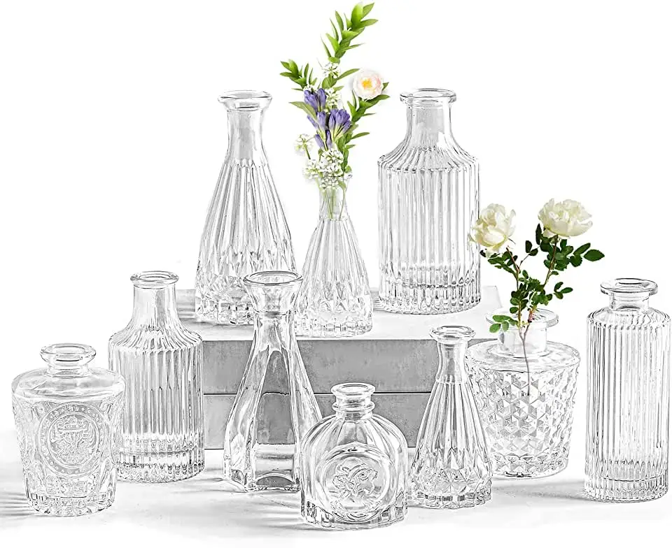 Glass Bud Vase for Flowers Mini Bud Vases in Bulk Rustic Wedding Decorations Deco Glass & Crystal Art Customized Packing