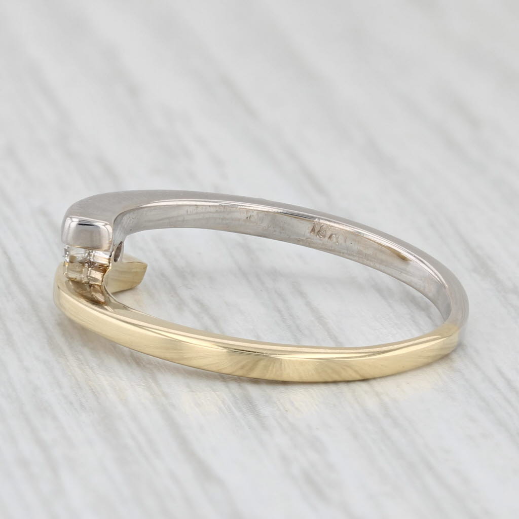 0.10ct Diamond Solitaire Bypass Ring 18k Yellow White Gold Size 7.75