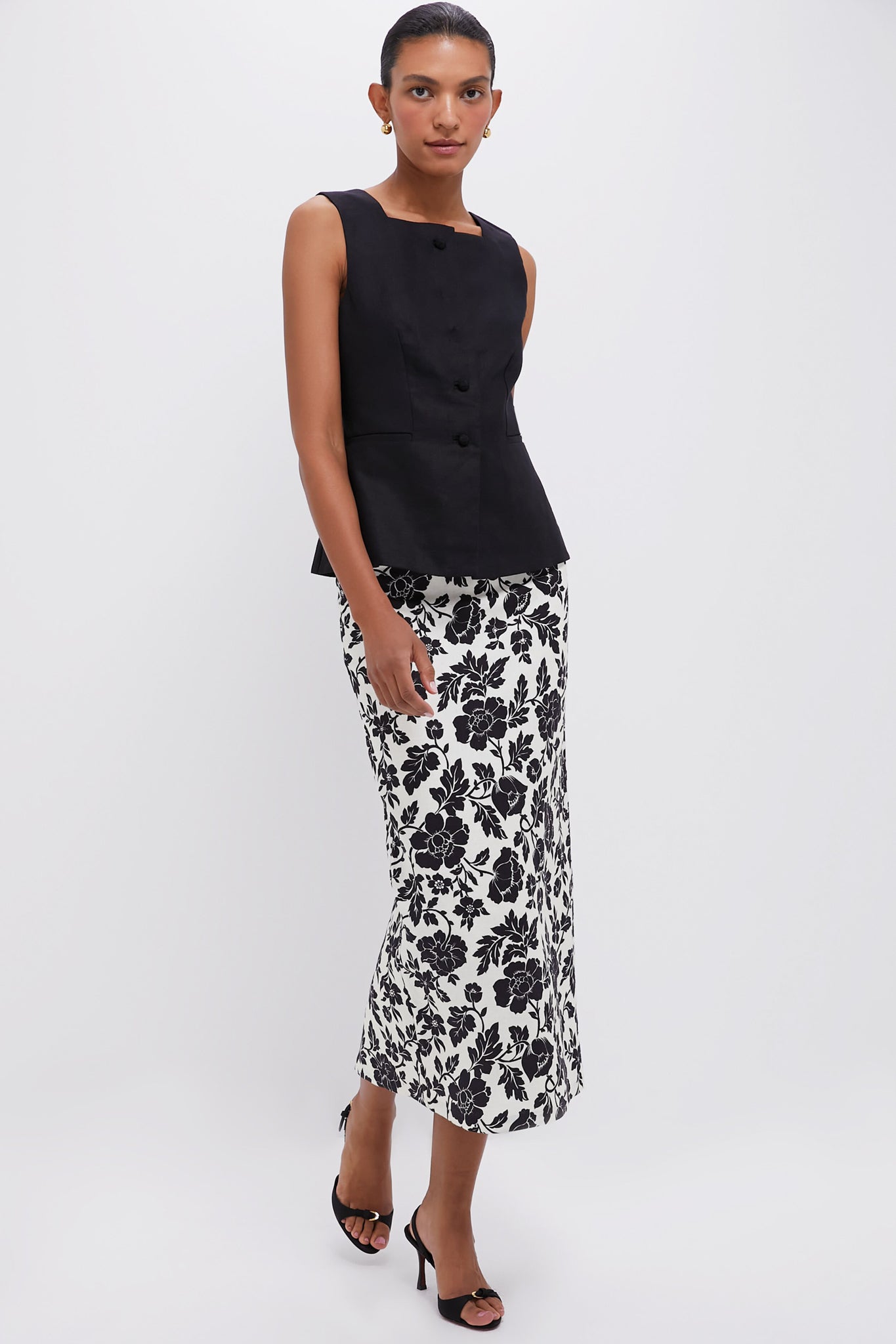 Bone and Black Romeo Column Skirt