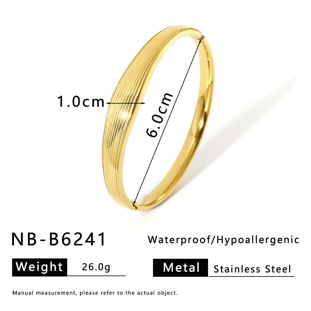 Ins Style Simple Classic Scale Inlaid Diamond White Shell Titanium Steel Bracelet 18K Gold Wide Version Of The Second-Hand Bracelet
