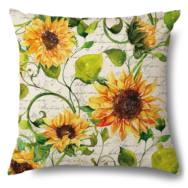Pastoral Sunflower Linen Pillow Cases