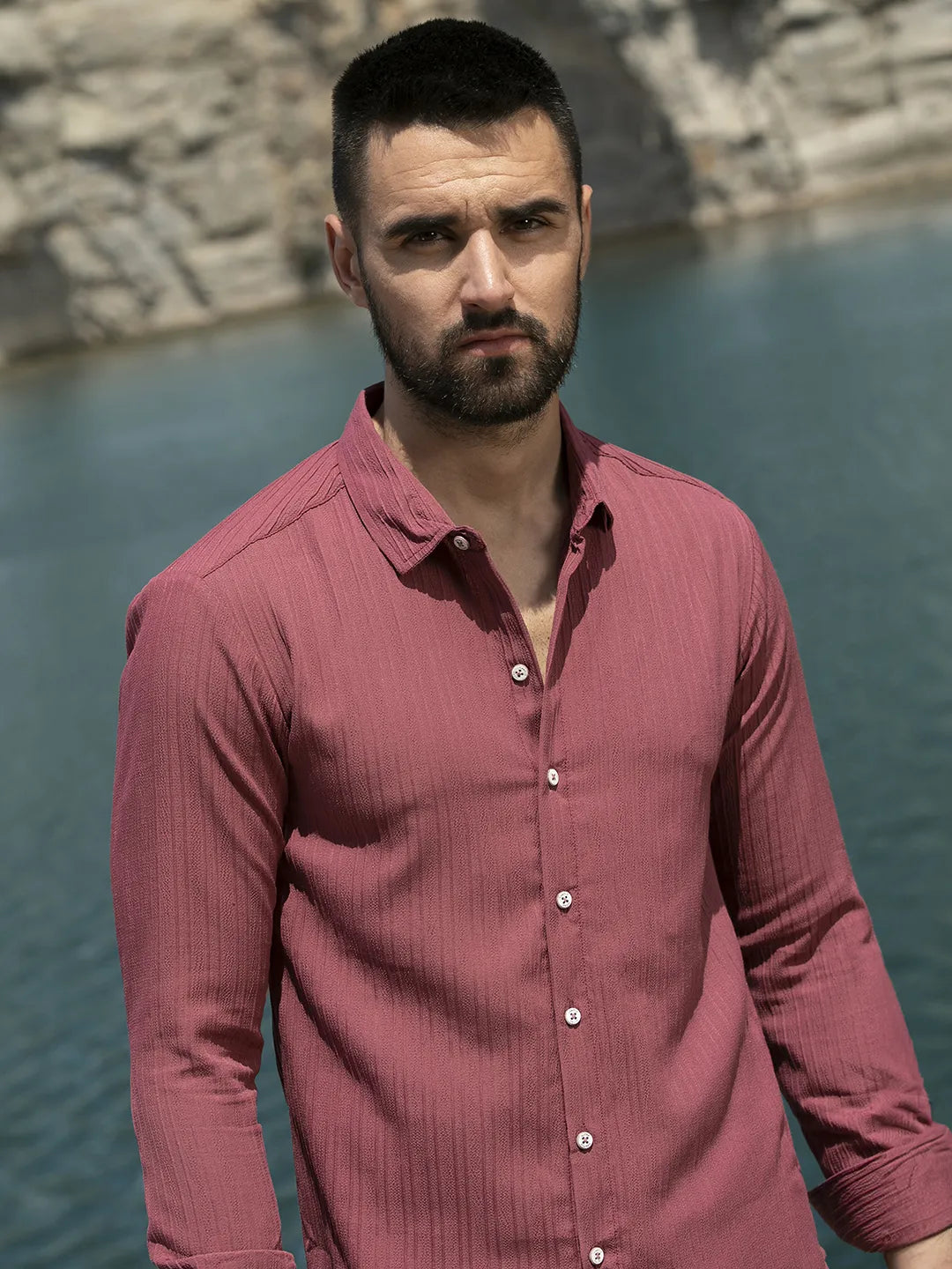 Self-Design Striped Shirt