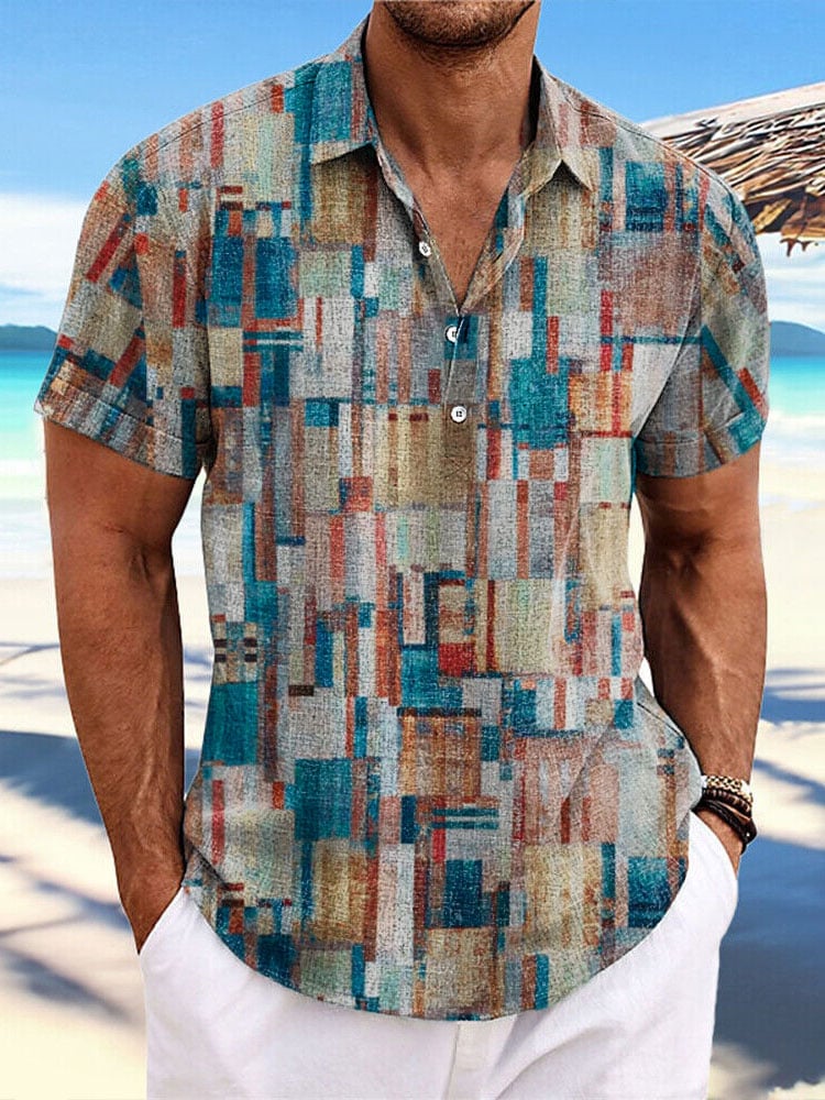 Men's Casual Hawaii Beach Vacation Print Polo Shirt