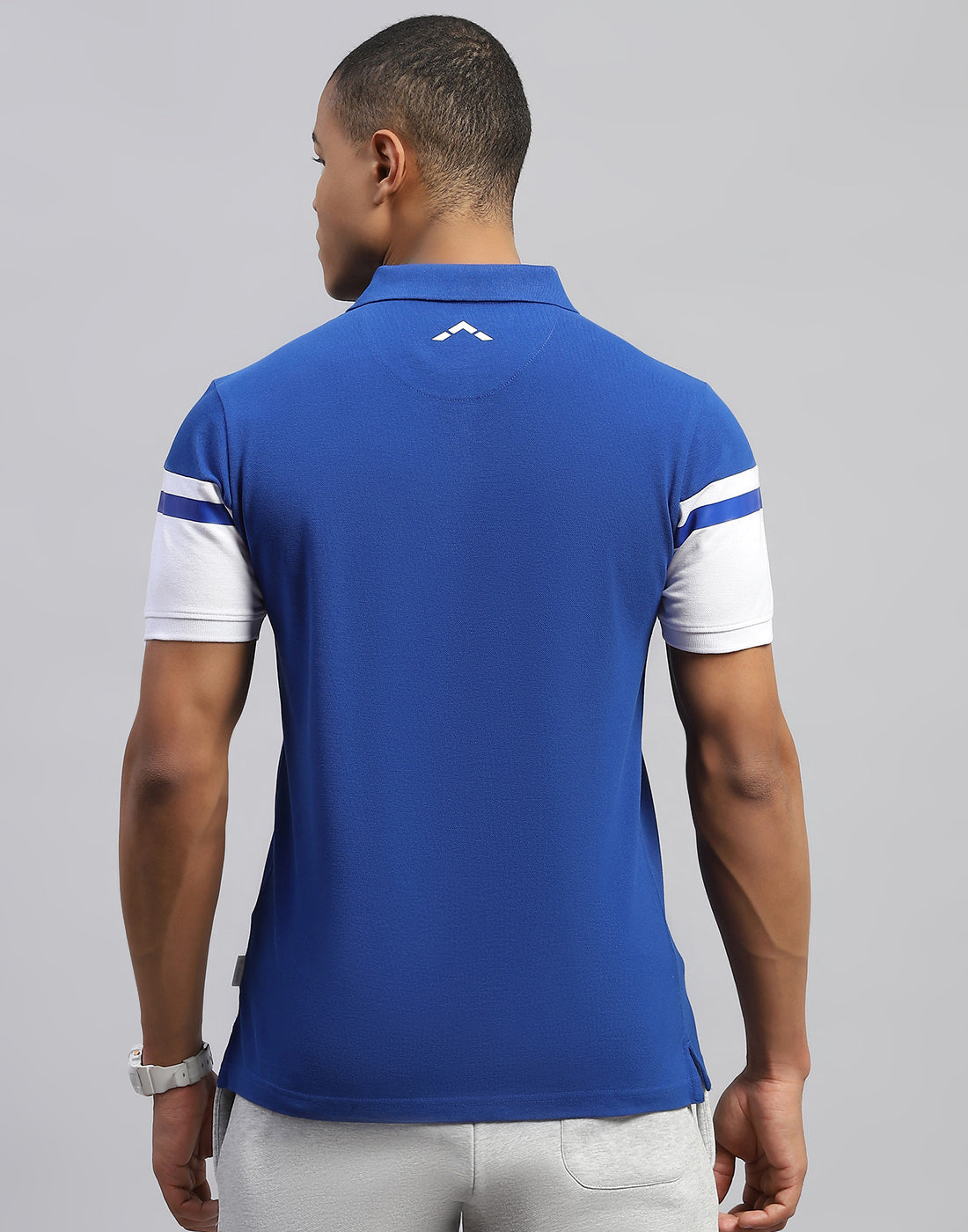 Men Blue Solid Polo Collar Half Sleeve T-Shirt