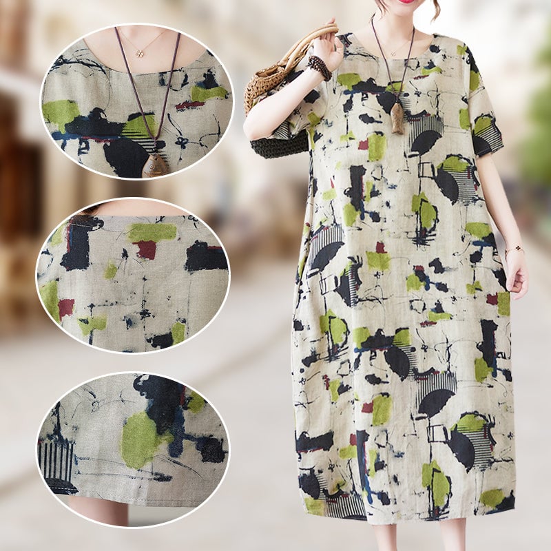 🔥Promotion - 49% discount🍃Women's Summer Breathable Loose Print Dress