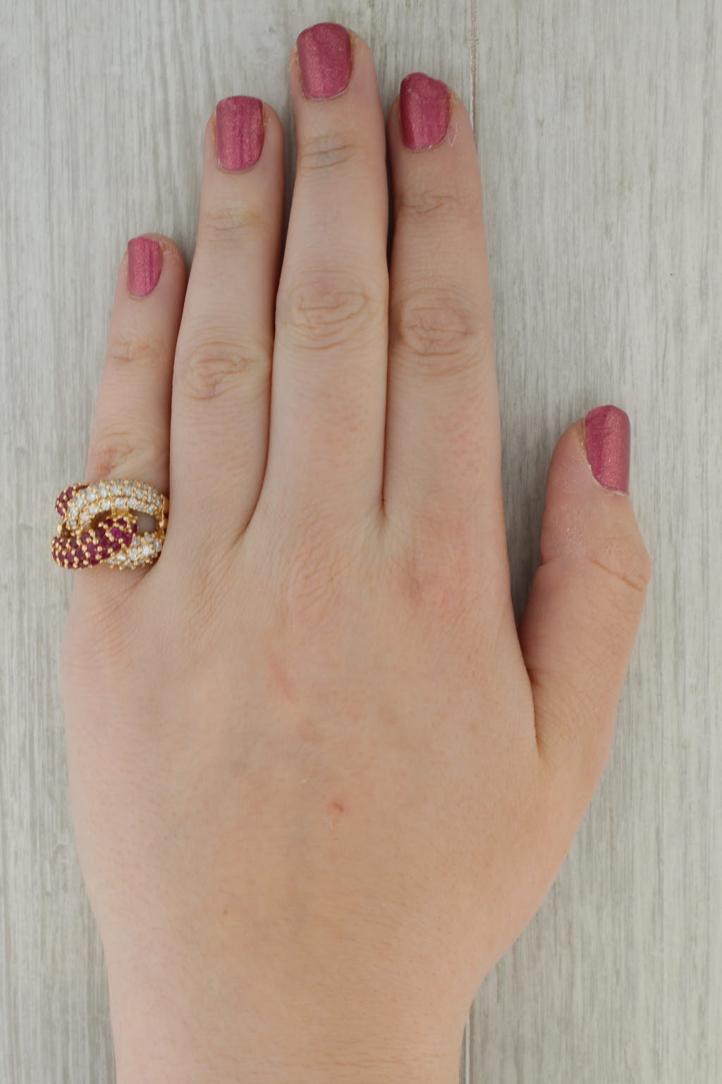 2.75ctw Ruby Diamond Knot Ring 14k Yellow Gold Size 6.75 Cocktail