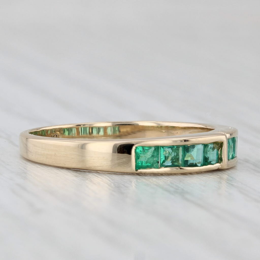 0.56ctw Emerald Stackable Ring 18k Yellow Gold Size 6.75 Wedding Band