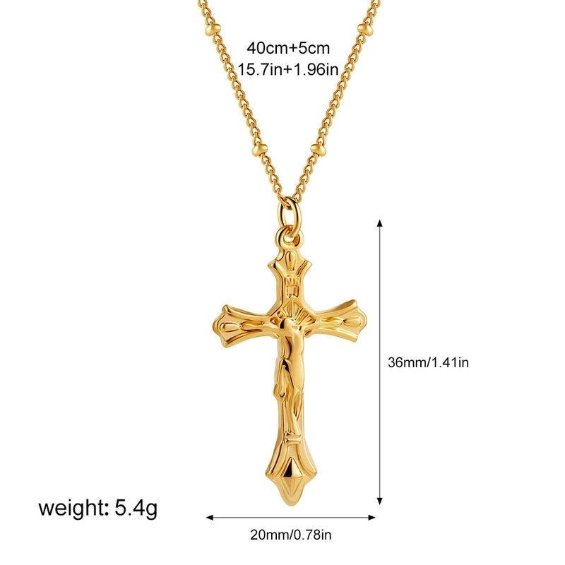 Retro Cross 203 Stainless Steel Plating Pendant Necklace