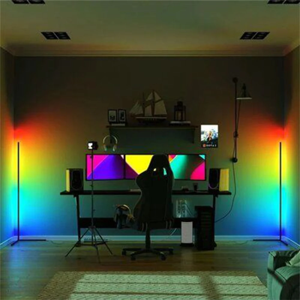 Smart Tuya APP control modern design RGB music rhythm home decor detachable LED floor lamp with remote control