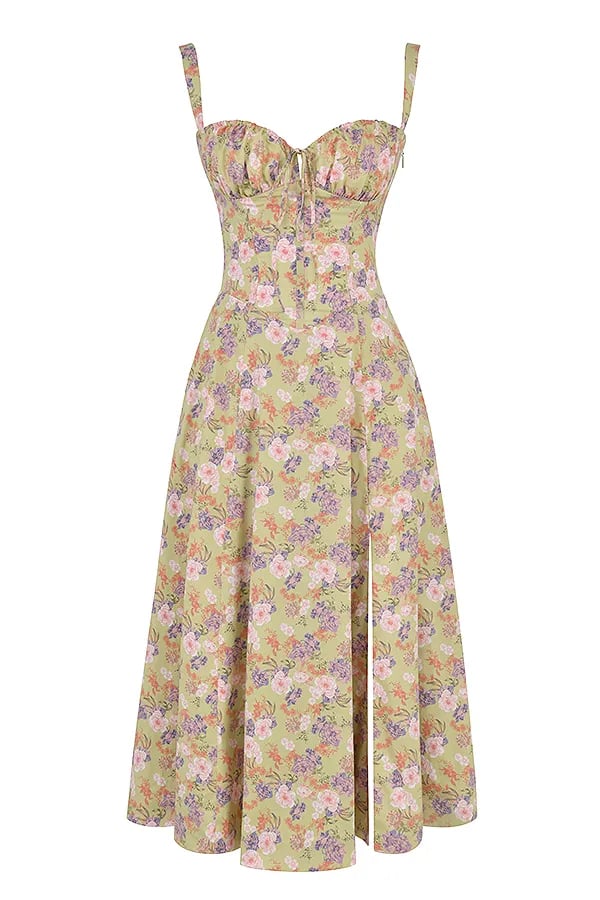 Vestido Moldeador De Cintura Con Corpiño Floral