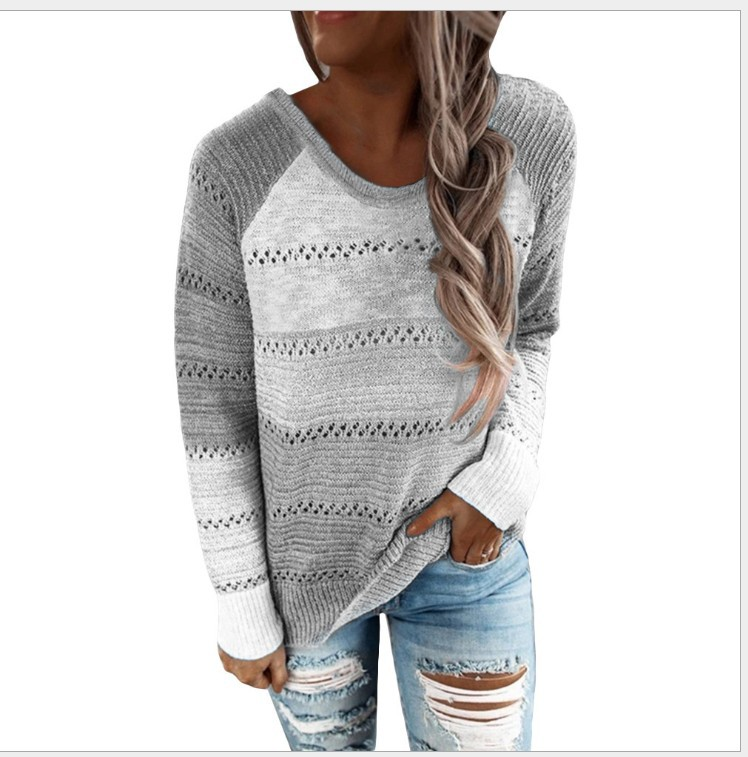 Hollow Out Knitted Lightweight Casual Long sleeve Sweater