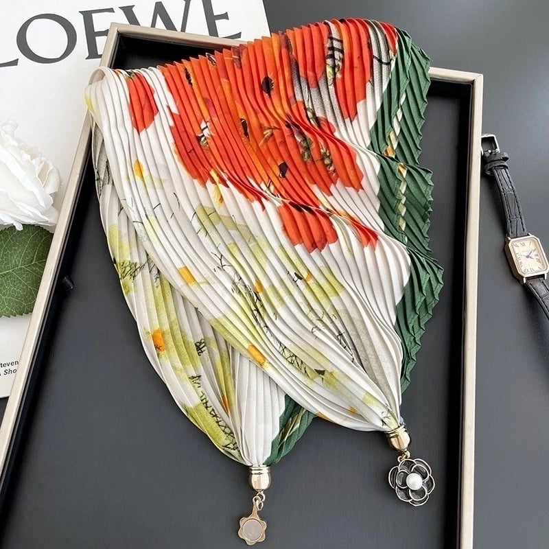 Women's Cute Sweet Minimalist Color Block Polyester Printing Silk Scarf