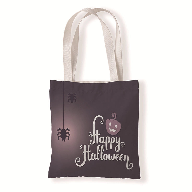 Halloween Women's Medium Canvas Pumpkin Letter Elegant Streetwear Square Open Canvas Bag