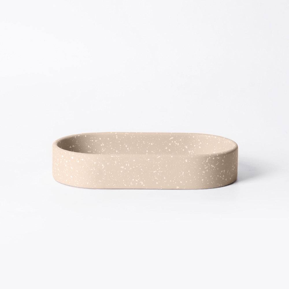 Concrete Oval Tray Small - Speckled Taupe