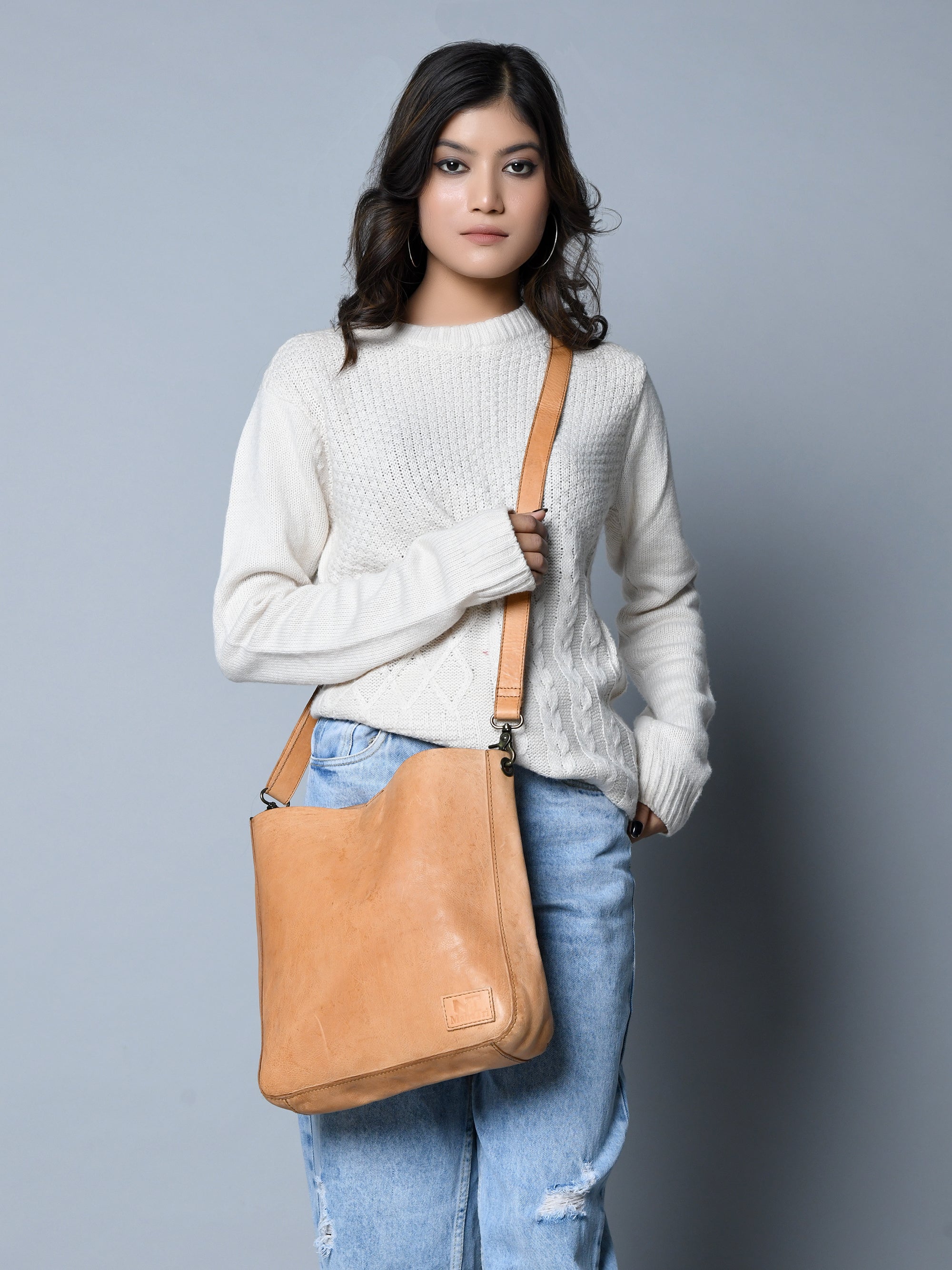 Serenity Everyday Crossbody Sling. Tan