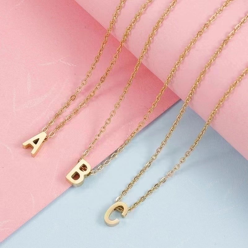 Minimalist Letter Stainless Steel Carving Necklace