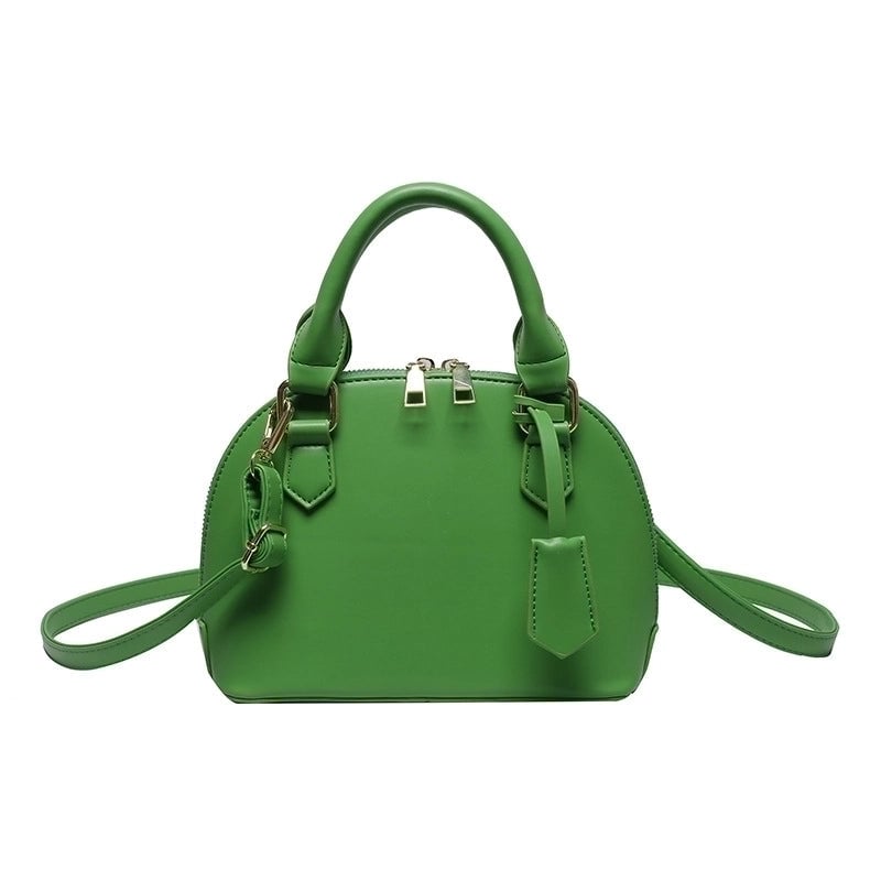 Women's All Seasons Pu Leather Solid Color Vintage Style Shell Zipper Dome Bag