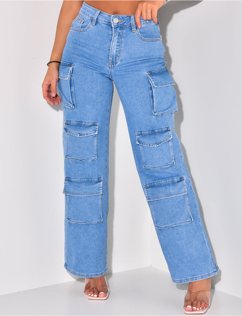 LIENE WIDE STRETCH CARGO JEANS