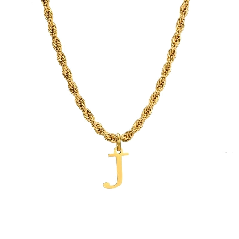 Minimalist Letter Stainless Steel Gold Plated Pendant Necklace