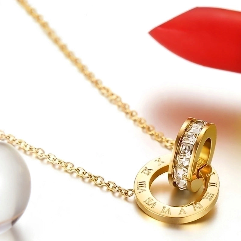Minimalist Round Titanium Steel Inlay Zircon Bracelets Anklet Necklace 1 Piece