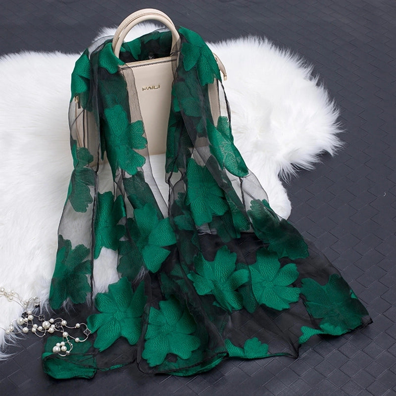 Women's Minimalist Color Block Organza Scarf