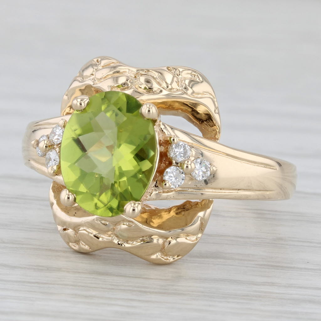 3ctw Peridot Diamond Ring 14k Yellow Gold Size 9.25 Oval Solitaire