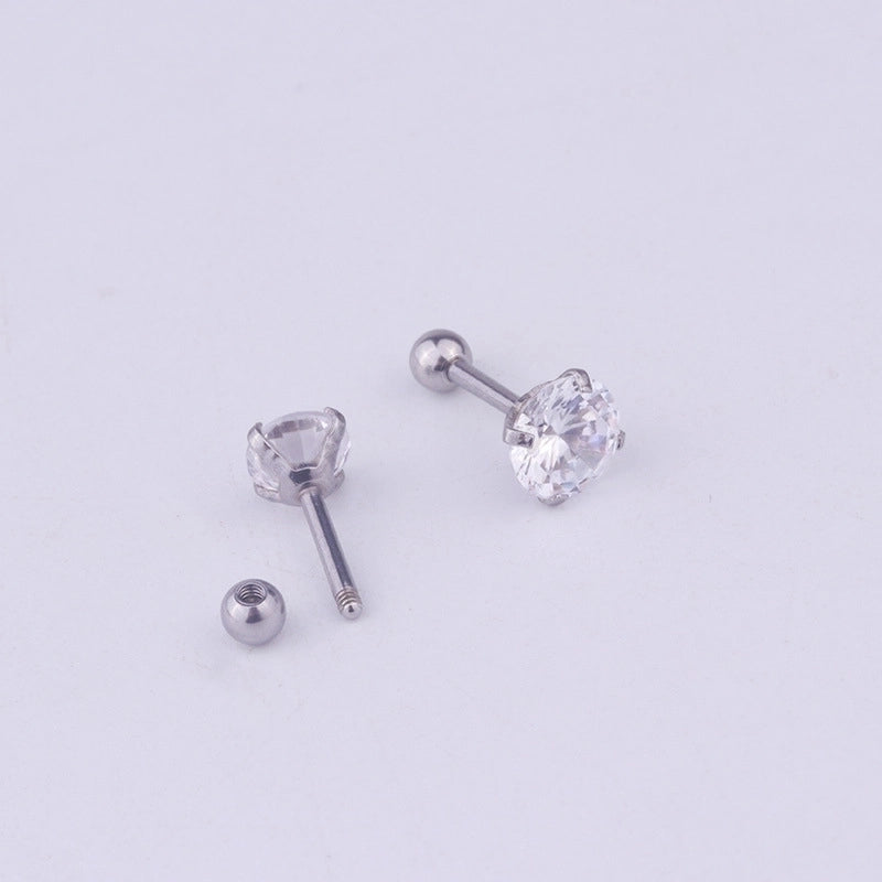 Ear Cartilage Rings & Studs Fashion Geometric 316L Stainless Steel  Inlaid Zircon