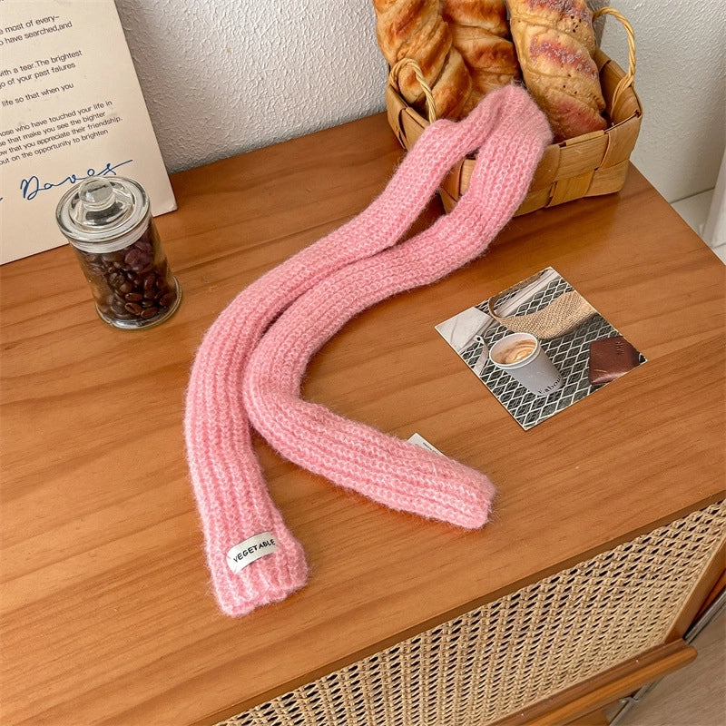 Women's Sweet Solid Color Polyester Knitted Scarf