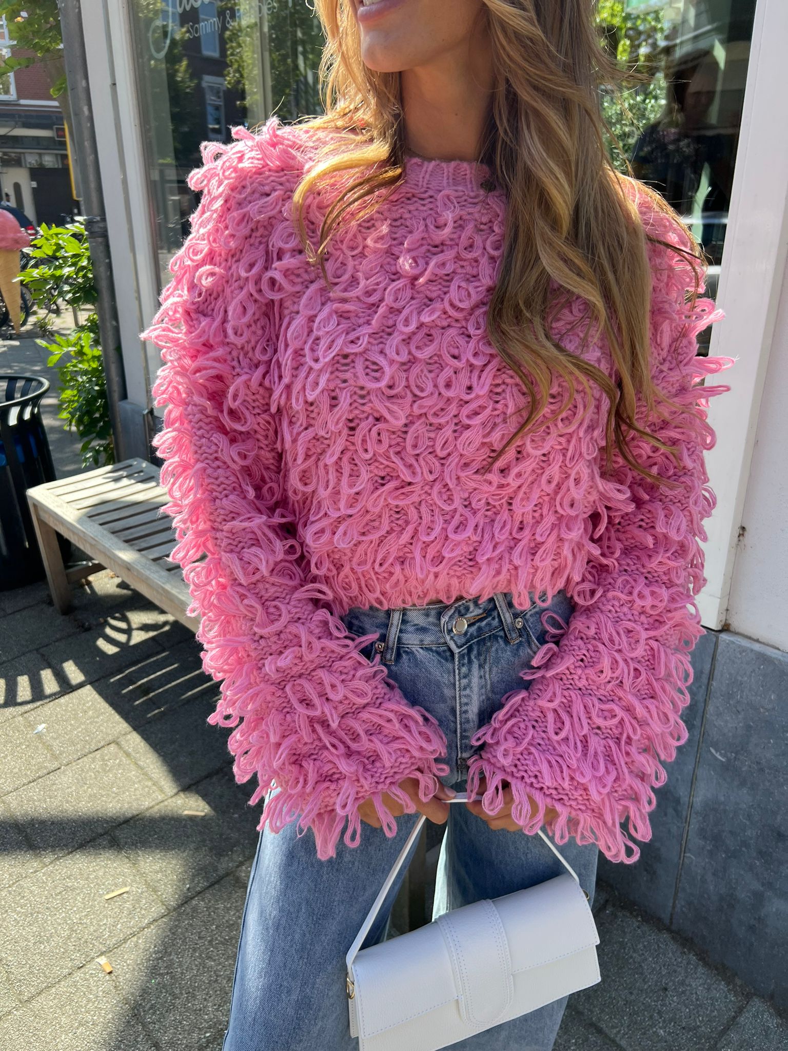 Luna Fringe Sweater Pink