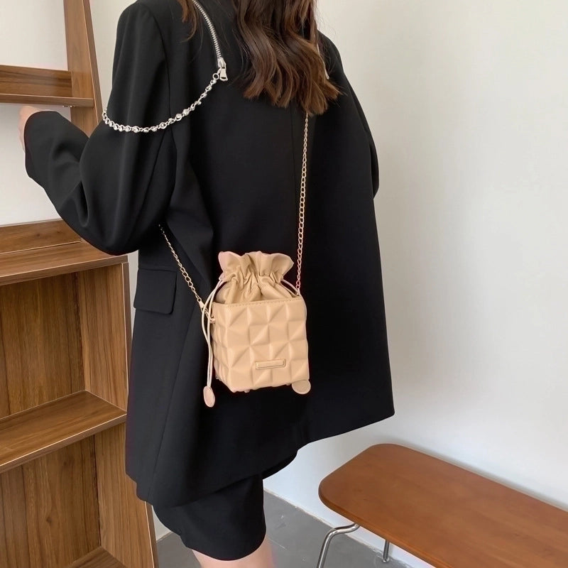 Women's Small Pu Leather Solid Color Streetwear Square String Crossbody Bag