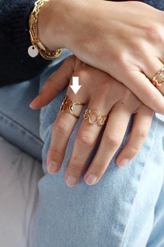 Retro Geometric 304 Stainless Steel Plating Open Ring