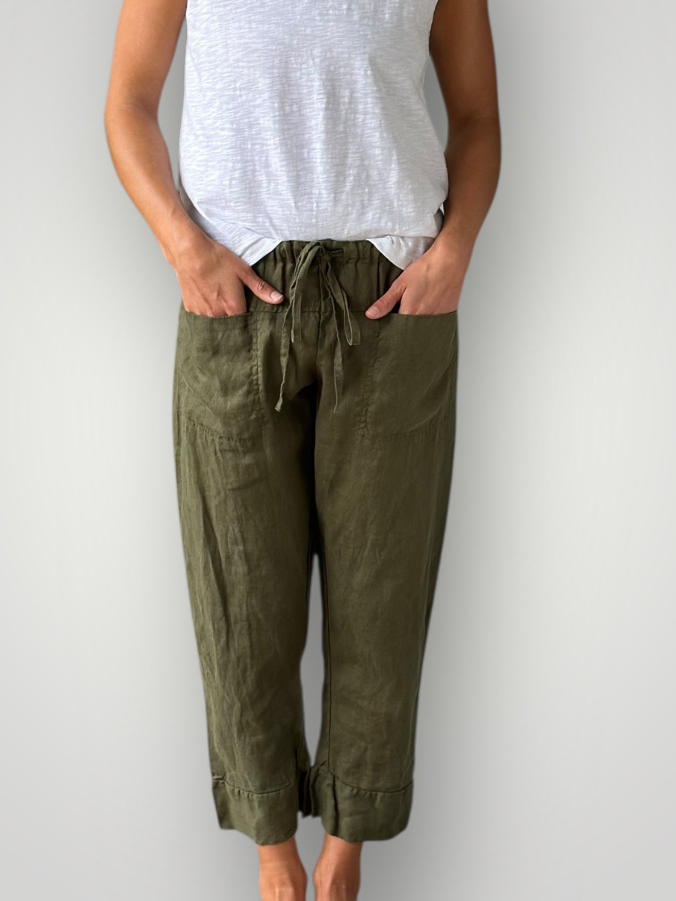 darcy pants - army linen