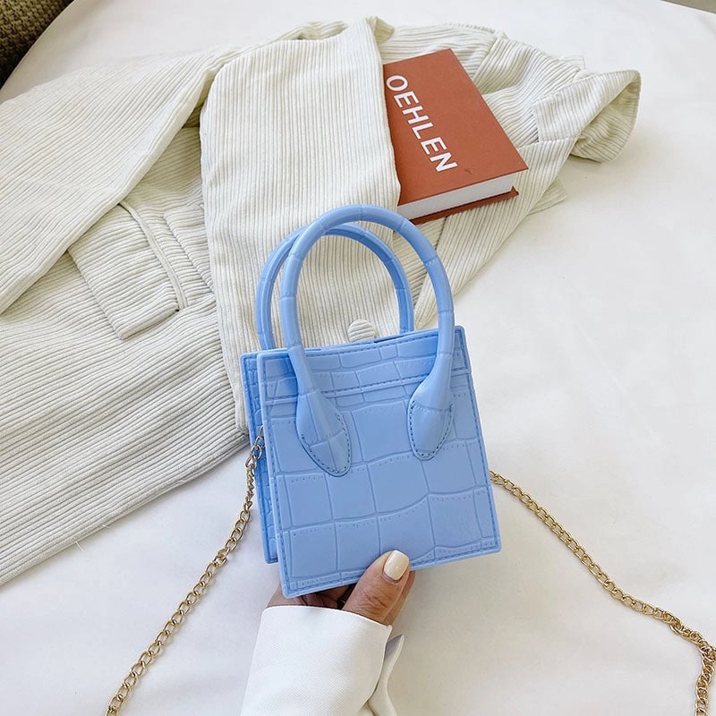 Women's Small All Seasons Pvc Solid Color Fashion Square Magnetic Buckle Handbag