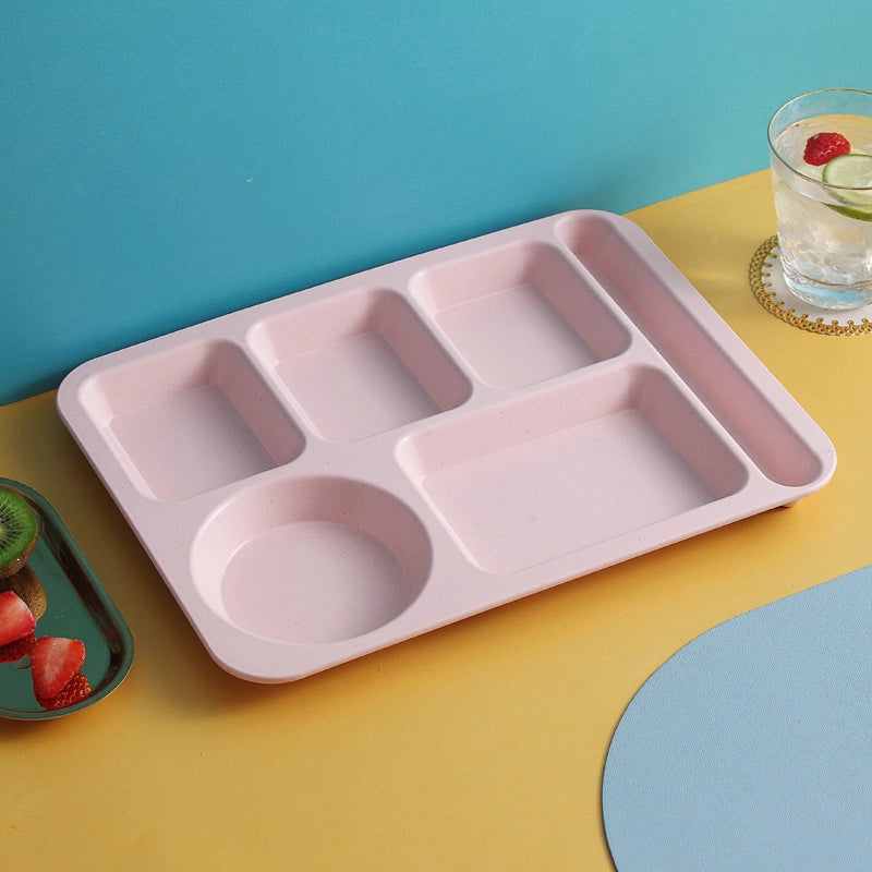 Creative Wheat Straw Dinner Plate Set Household Adult And Student's Split Fast Food Plate Thickened Canteen Rice Plate Bowl Cup And Saucer