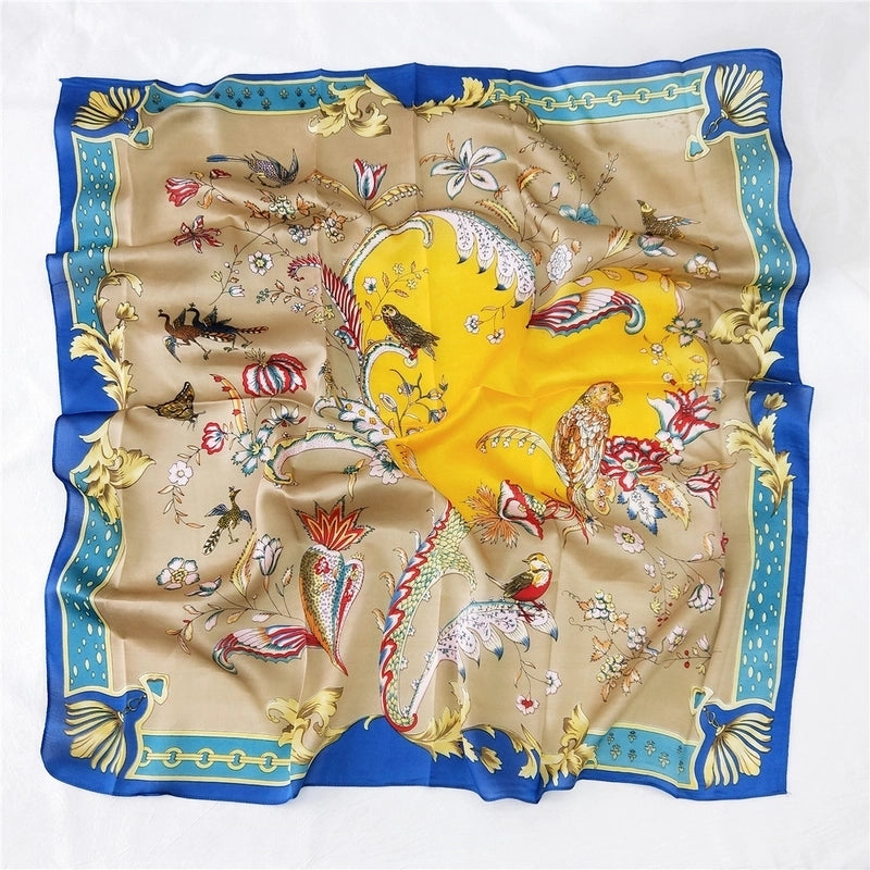 Women's Sweet Color Block Satin Printing Silk Scarves