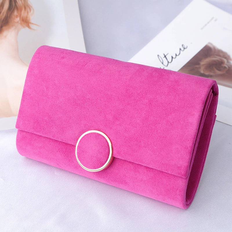 Rose Red Velvet Solid Color Square Evening Bags