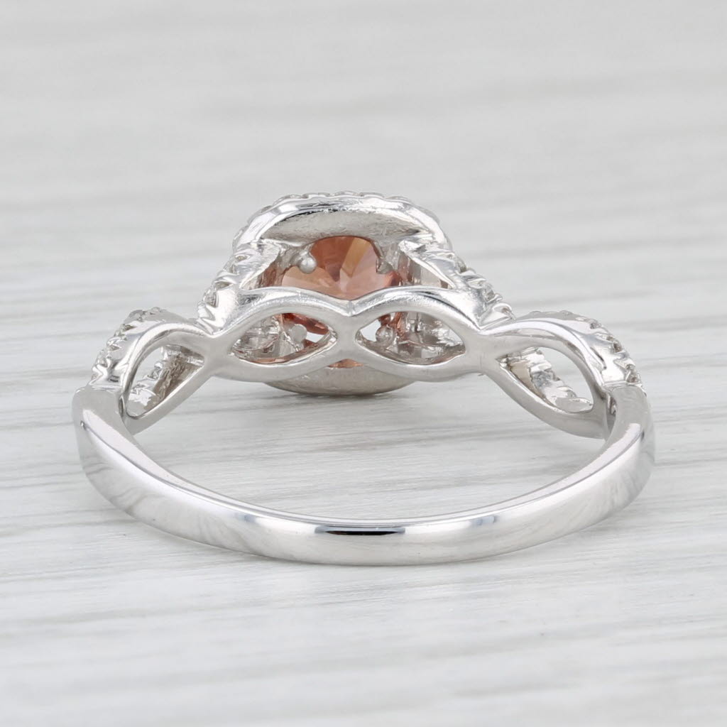 1.08ctw Brown Zircon Diamond Halo Ring 14k White Gold Size 7.25 Engagement