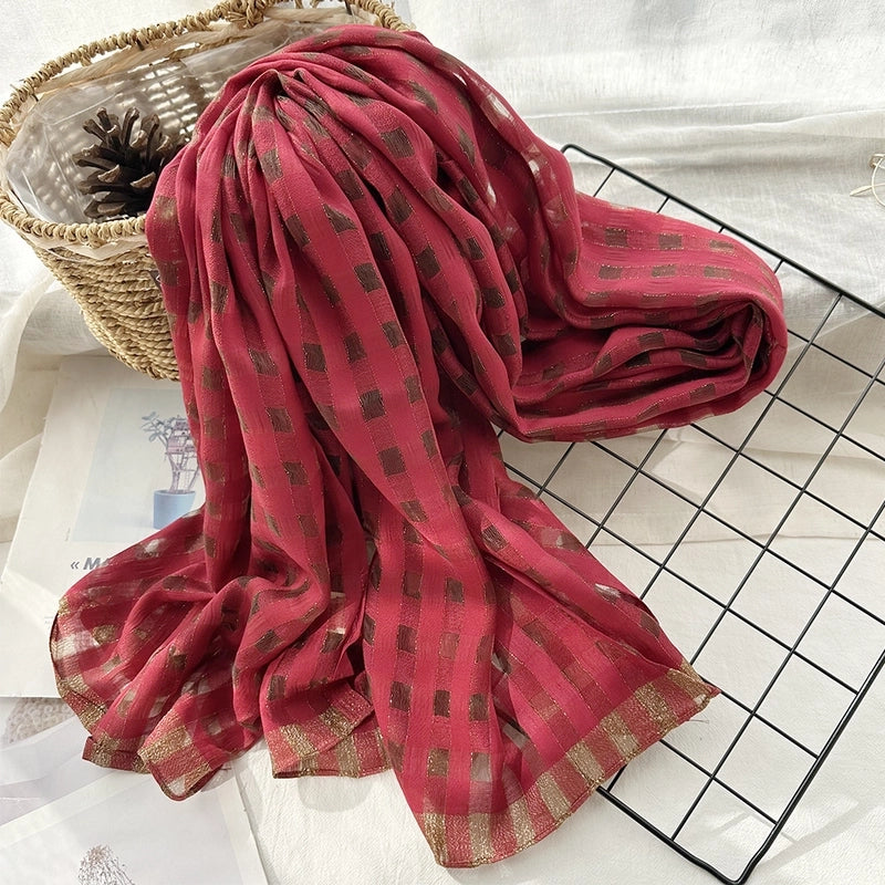 Women's Elegant Sweet Color Block Silk Silk Scarf