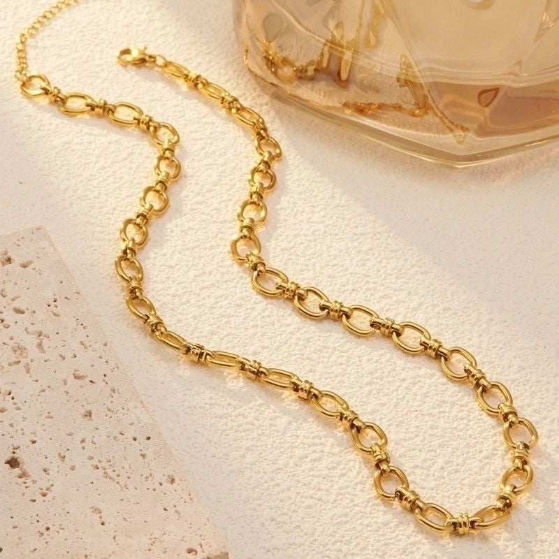 Minimalist Classic Style Cool Style Solid Color 304 Stainless Steel 18K Gold Plated Necklace