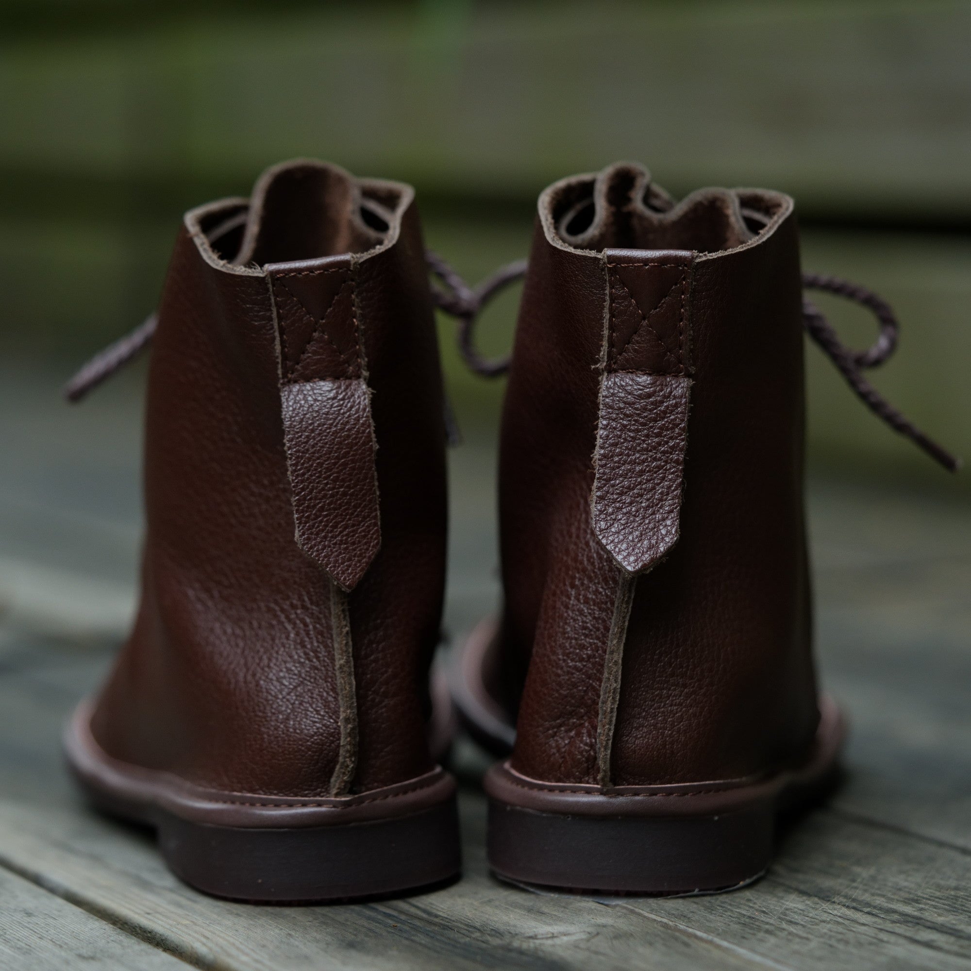 Handmade Women's Leather Barefoot Booties Round Toe Lace-Up Flat Ankle Boots Brown/Black/Coffee