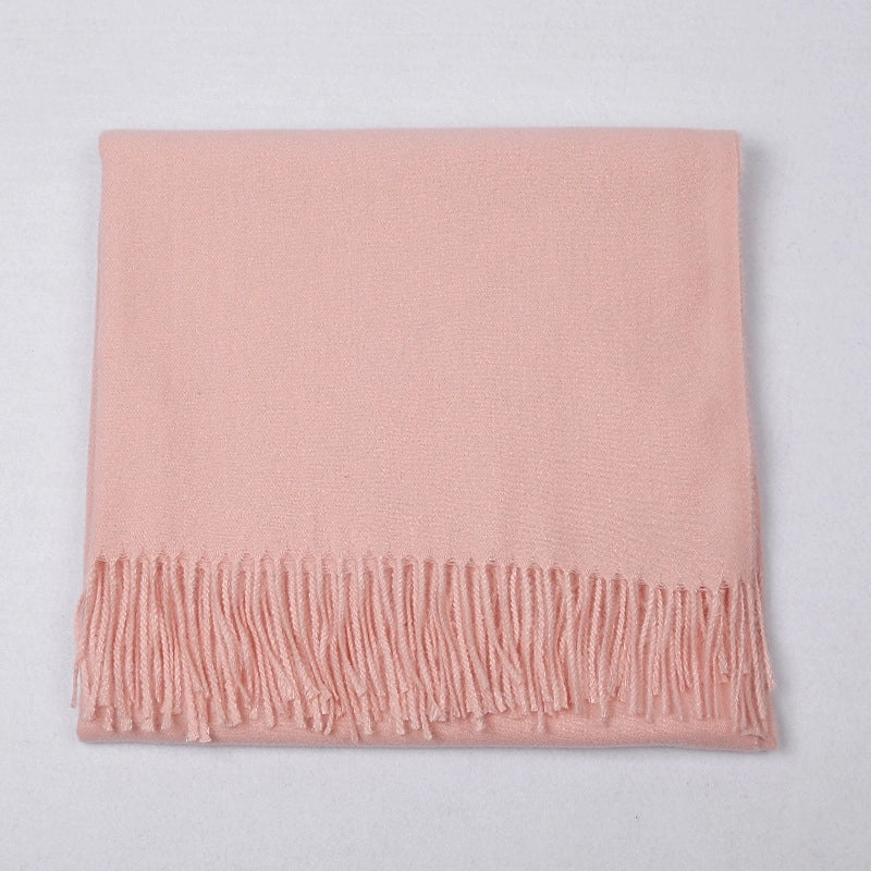 Cashmere Solid Color Scarf Women's Autumn And Winter 220g Explosions Barbed Hair Padded Travel Warm Tassel Shawl
