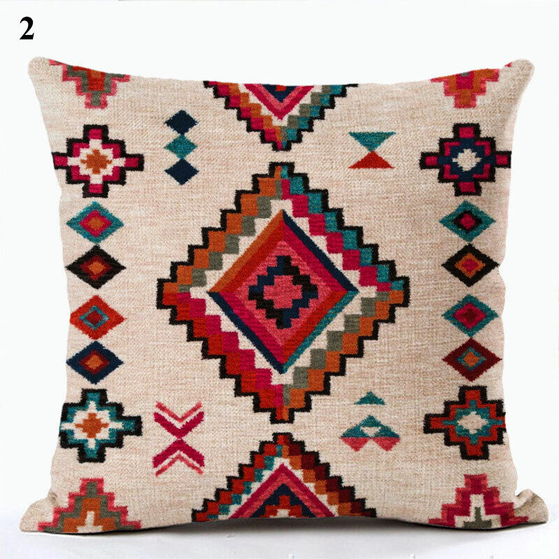 Ethnic Boho Mandala Print Linen Throw Pillow Case Sofa Cushion Cover Home Decor！