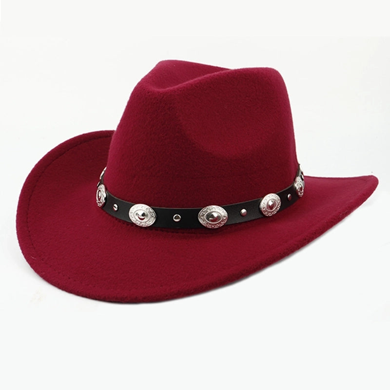 Ethnic Style Topper Hat Western Cowboy Hat Tibetan Tibetan Performance Hat Woolen Hat Central Retro Woolen Hat