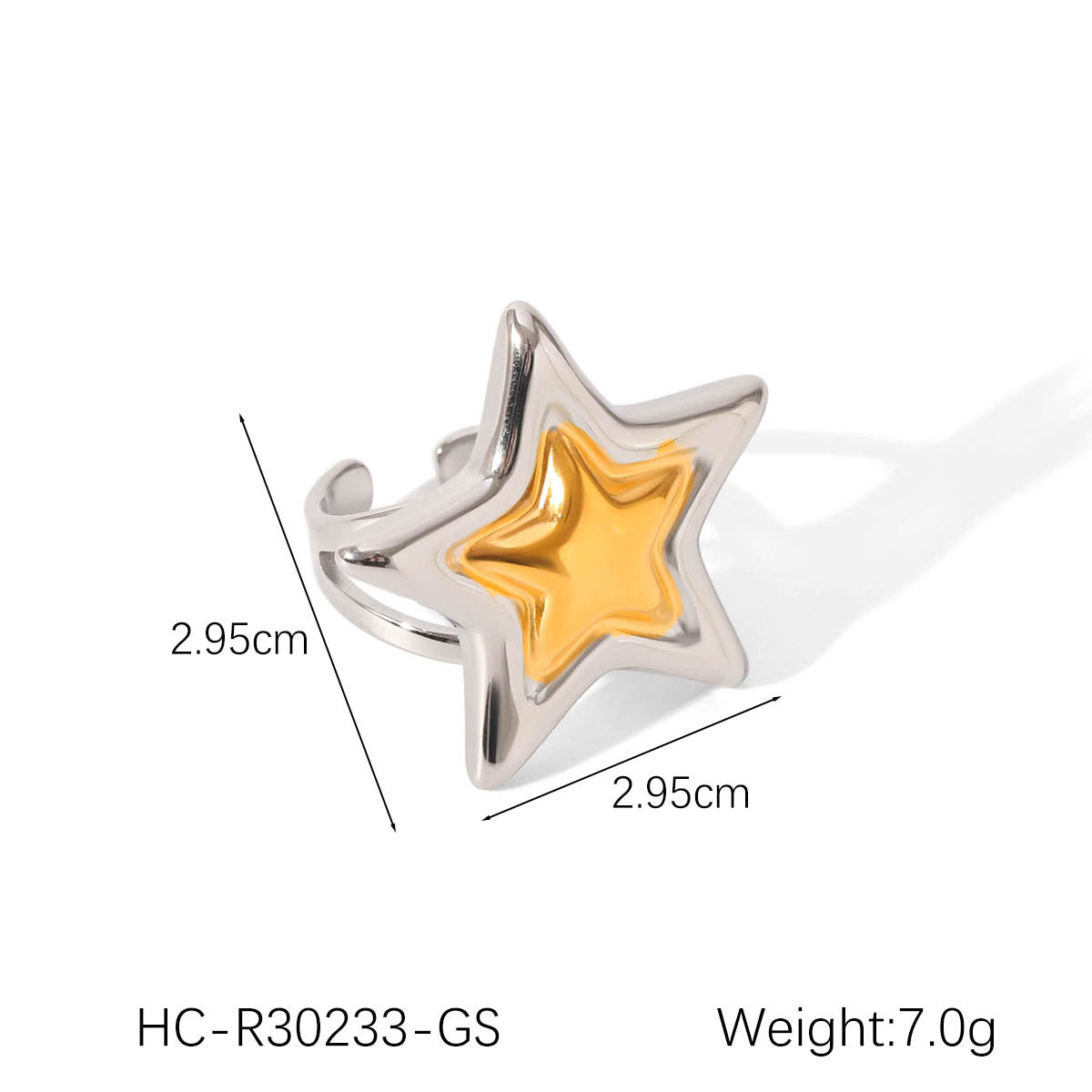 Stainless Steel Five-Pointed Star Pendant Necklace Gold And Silver Color Matching Star-Shaped Open Ring Titanium Steel Star Earrings
