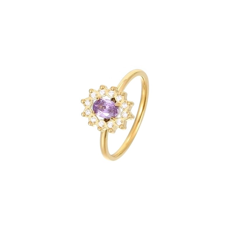IG Style Shiny Flower 304 Stainless Steel Zircon White Gold Plated Gold Plated Plating Inlay Rings
