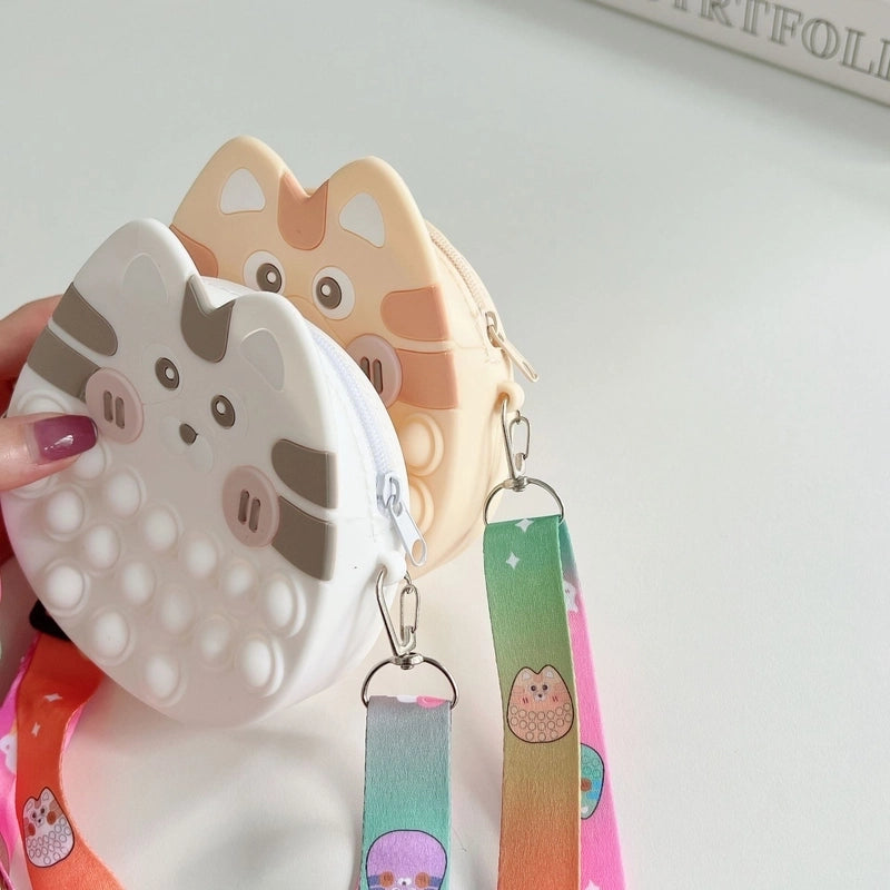 Unisex Silica Gel Animal Sweet Round Zipper Coin Purse