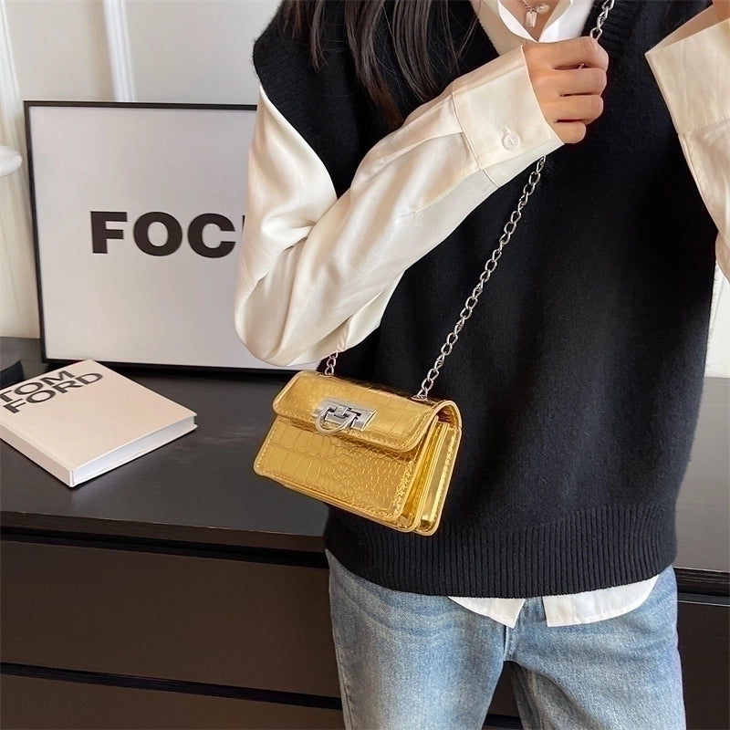 Women's All Seasons Pu Leather Solid Color Streetwear Square Lock Clasp Square Bag