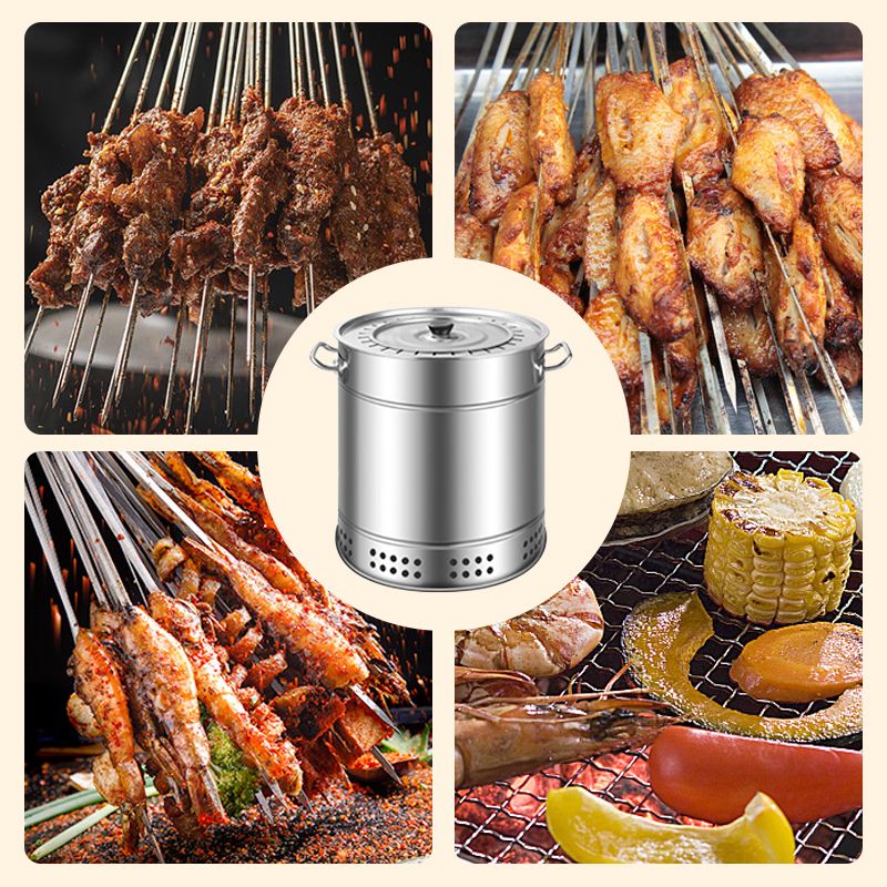 Stainless Steel Smokeless BBQ Grill Bucket