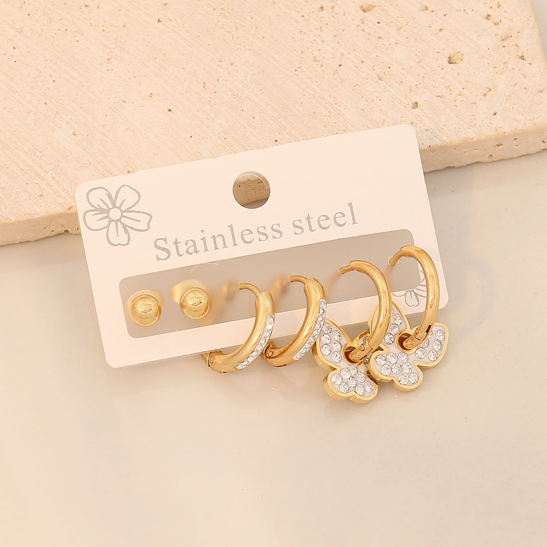 Fashion Heart Stainless Steel Electroplating Earrings